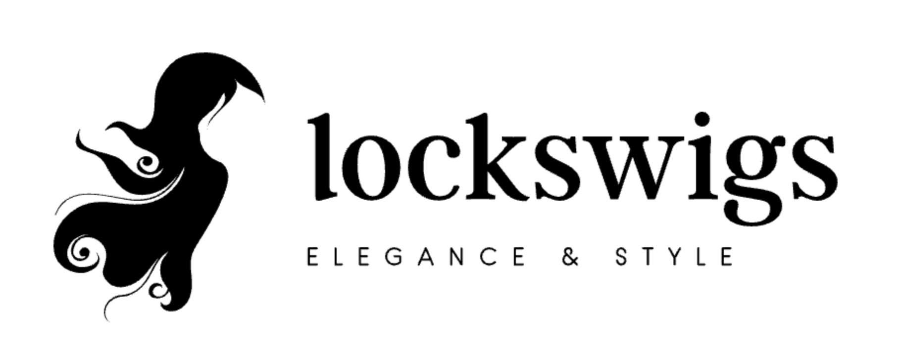 LocksWigs logo with elegant silhouette and brand name.